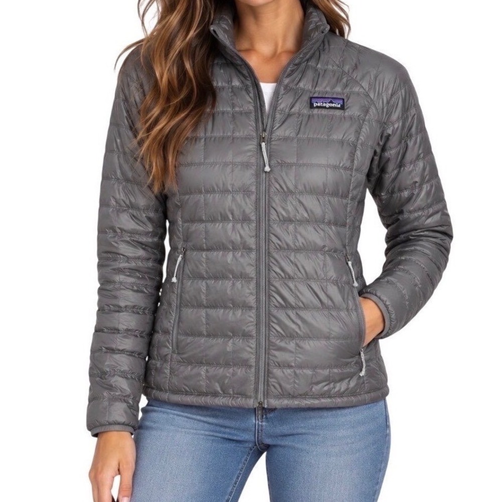 Patagonia Micro Puff Jacket XS Grey Full Zip Insulated Quilted Puffer Coat